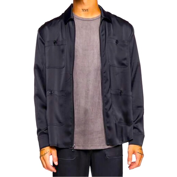 Forever 21 Men’s Black Size Large Zip Up Long Sleeve 4-Pocket Shirt (Pre-Owned) - Picture 2 of 9